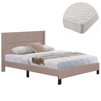 ДВОЙНО ЛЕГЛО С МАТРАК TRILLOP HM21202.15 БЕЖОВ ПЛАТ - ЗА РАЗМЕРИ 160X200СМ.