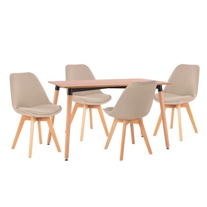 КОМПЛЕКТ МАСИ И СТОЛОВЕ 5 ЧАСТИ VEGAS HM21180 MDF ПЛОТ В ЕСТЕСТВЕН ПЛАТ В БЕЖОВО