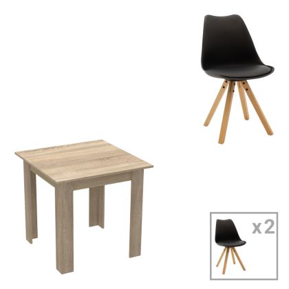 КОМПЛЕКТ ТРАПЕЗНА МАСА ОТ 3 ЧАСТИ MANKA I-CARON В ЦВЯТ SONOMA-BLACK 80X80X77СМ