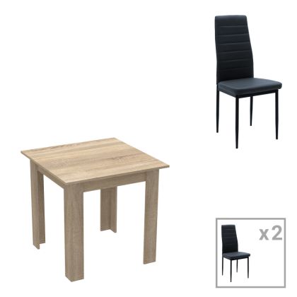 КОМПЛЕКТ ТРАПЕЗНА МАСА ОТ 3 ЧАСТИ MANKA-PARKER MADF В ЦВЯТ ЧЕРНО-СОНОМА 80X80X77СМ