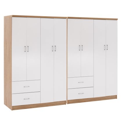8-КРИЛЕН ГАРДЕРОБ BRIANA HM21237.02 МЕЛАМИН В СОНАМА И БЯЛО 241X42,5X180,5HСМ.
