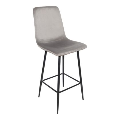 БАР СТОЛ GRATO, СИВ ПЛАТ, С ЧЕРЕН МЕТАЛЕН КРАК, 43.5X55X114СМ