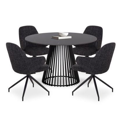 КОМПЛЕКТ МАСА И СТОЛОВЕ 5 ЧАСТИ MEMNON SM21239 КЕРАМИЧЕН ПЛОТ - КРЪГЪЛ