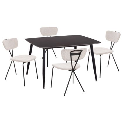 КОМПЛЕКТ МАСА И СТОЛОВЕ 5 ЧАСТИ RAVEN HM21067.02 КЕРАМИЧЕН ПЛОТ, ЧЕРЕН МРАМОР - МЕТАЛ