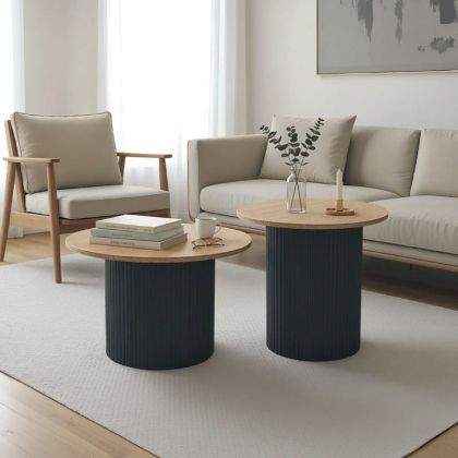 КОМПЛЕКТ ОТ 2 ХОЛНИ МАСИ DOVEL ОТ MDF, ЦВЯТ SONOMA-BLACK