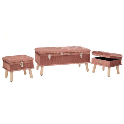 КОМПЛЕКТ ОТ 3 ТАБУРЕТКИ CAPITONE 90X44X40CM 40X32X32CM (X2)