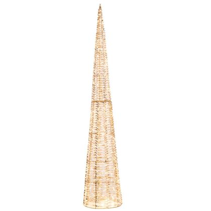 ОСВЕТЕНИ ЗЛАТНИ КОНУСИ 28X28X150CM СЪС 720 ТОПЛО БЯЛИ LEDСВЕТЛИНИ IP44