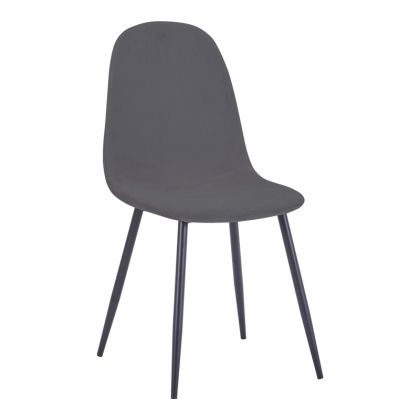 ТРАПЕЗЕН СТОЛ BELLA КАДИФЕ В ТЪМНОСИВ ЦВЯТ И ЧЕРЕН МЕТАЛЕН КРАК 43.5X52X89СМ