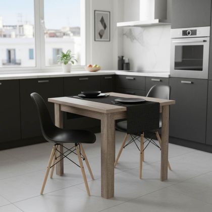 ТРАПЕЗНА МАСА MANKA I-JULITA КОМПЛЕКТ ОТ 3 ЧАСТИ В ЦВЯТ СОНОМА ТРЮФЕЛ-ЧЕРНО 80X80X77СМ