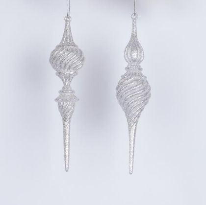 АКРИЛЕН СТАЛАКТИТ, БЯЛ С БРОКАТ, 2 ДИЗАЙНА, 19 СМ