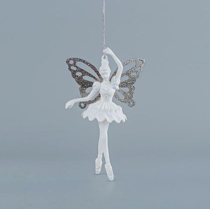 АКРИЛНА ФЕЯ, СЪС СИВИ ПЕРА, С БЛЯСЪК, 9,7x15,7 см