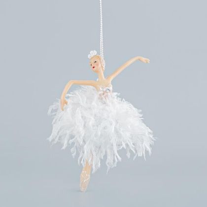 БАЛЕРИНА С БЕЛИ ПЕРА, 18 см