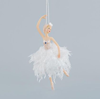 БАЛЕРИНА С БЕЛИ ПЕРА, ПИРУЕТА, 18 см