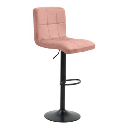 БАР СТОЛ REMINA С РЕГУЛИРУЕМА ВИСОЧИНА, ЦВЯТ ГНИЛА ЯБЪЛКА, КАДИФЕ, ЧЕРЕН МАТ, ОСНОВА 44X44X112 СМ