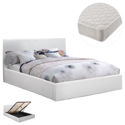 ДВОЙНО ЛЕГЛО С МАТРАК BOBBI HM21271.01 БЯЛ PUС МЯСТО ЗА СЪХРАНЕНИЕ - ЗА РАЗМЕРИ 150X200СМ.