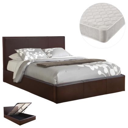 ДВОЙНО ЛЕГЛО С МАТРАК BOBBI HM21271.02 КАФЯВ PUС МЯСТО ЗА СЪХРАНЕНИЕ - ЗА РАЗМЕРИ 150X200СМ.