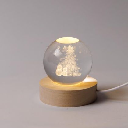 СВЕТЕЩА ТОПКА 6СМ, КОЛЕДЕН ДИЗАЙН, СНЕЖНИ ЧОВЕЦИ С КОЛЕДНА ЕЛХА, USB, 6 ТОПЛО БЕЛИ SMD LED, ЦОКОЛА 7СМ, ЗАВОДЕН ЖИЛ 70СМ, IP20