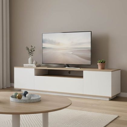 ТВ ШКАФ WINEY В ЦВЯТ СОНОМА-БЯЛ 180X44.5X44.5СМ