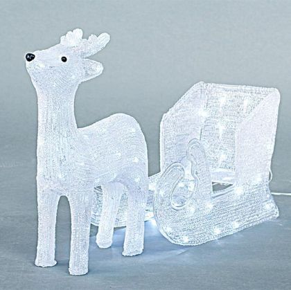 АКРИЛЕН ЕЛЕН С КАРЕТА, 31V, 100 БЕЛИ LED, С АДАПТЕР, АДАПТЕР 500СМ, 35X17X47, 47X22X29СМ, IP44