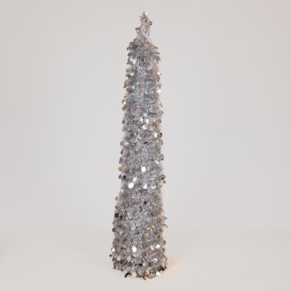 КОНУС С ПАЙЕТИ, СРЕБЪРЕН, СГЪВАЕМ 150 СМ