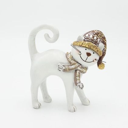 ПОЛИРЕЗИНОВА КОТКА, БЯЛА, 13.5X14.5 СМ