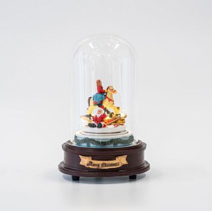 СТЪКЛЕН КУПОЛ, С КОН И ДЕТЕ , LED, С МУЗИКА И ДВИЖЕНИЕ, 13,5X13,5X20СМ