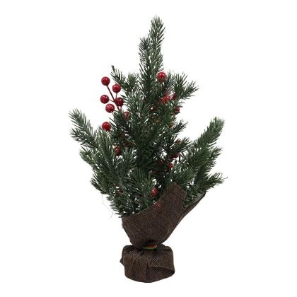 PVC КОЛЕДНА ЕЛХА С КЕДРОВИ ЯДКИ И ЗЕЛЕНО-БЯЛО 35СМ