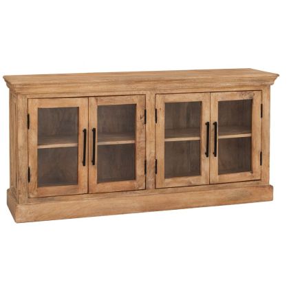 БЮФЕТ ВИТРИНА МАСИВНО МАНГОВО ДЪРВО В ЕСТЕСТВЕН ЦВЯТ 147X36X70 СМ