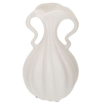 БЯЛА КЕРАМИЧНА ВАЗА ДИАМЕТРИЧНО 14,5X14X24 СМ