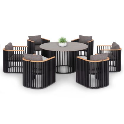 ГРАДИНСКИ КОМПЛЕКТ ETERNITY SM21129.02 С МАСА И 6 КРОСЯТА - ТЪМНО СИВ