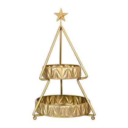 ДВУЕТАЖНА МЕТАЛНА ЕЛХА FL0201 ЗЛАТИСТ ЦВЯТ 36X30X58СМ