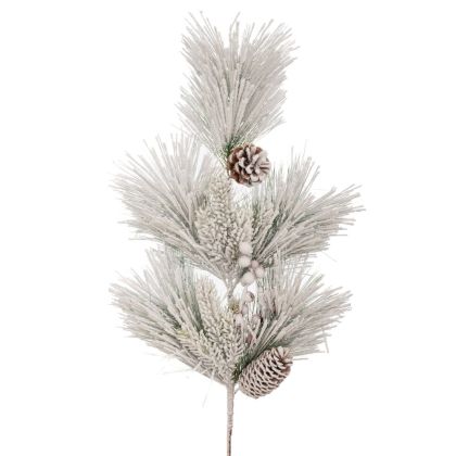 ДЕКОРАТИВЕН СНЕЖЕН КЛОН С ШИШАРКИ 80 СМ