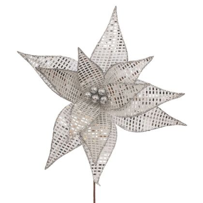 ДЕКОРАТИВНО СРЕБЪРНО КЛОНЧЕ ОТ КОЛЕДА С ОГЛЕДАЛЕН ЕФЕКТ, 30X35 СМ