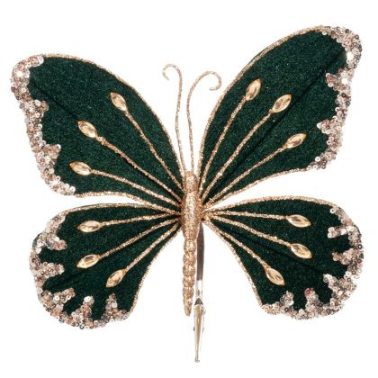 ИЗУМРУДНА КАДИФЕНА ПЕПЕРУДА С ЩИПКА 23X20СМ