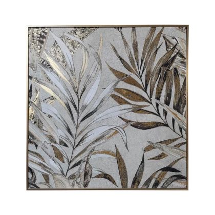 КАРТИНА ВЪРХУ ПЛАТНО С ПЛАСТМАСОВА РАМКА FL251381 ЗЛАТИСТО-БЯЛО-БЕЖОВО 50X3X50СМ