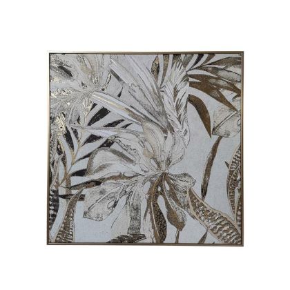 КАРТИНА ВЪРХУ ПЛАТНО С ПЛАСТМАСОВА РАМКА FL251382 ЗЛАТИСТО-БЯЛО-БЕЖОВО 50X3X50СМ