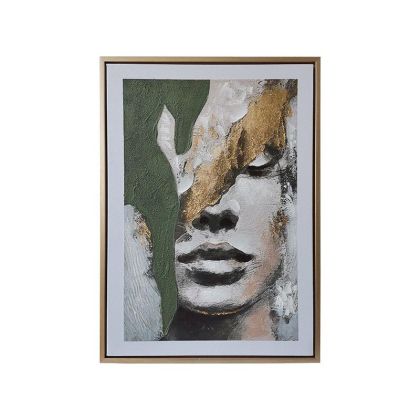 КАРТИНА ВЪРХУ ПЛАТНО С ПЛАСТМАСОВА РАМКА FL252827B БЕЖОВО-ЗЕЛЕНО-СИВО 50X4X70СМ