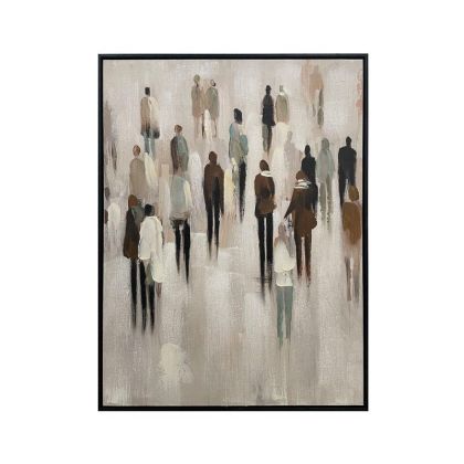 КАРТИНА ВЪРХУ ПЛАТНО ХОРА №2 37532 БЕЖОВО-СИВО-БЯЛО 60X4X80СМ