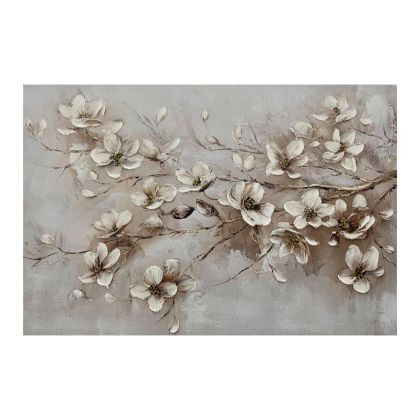 КАРТИНА ВЪРХУ ПЛАТНО ЦВЕТЕ 37592 БЕЖОВО-РОЗОВО-БЯЛО 90X3X60СМ