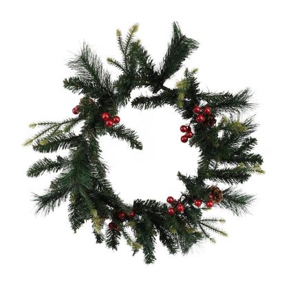 КОЛЕДЕН ВЕНЕЦ ЗЕЛЕН С КЕДРОВИ ЯДКИ И ГИРЛЯНД 60СМ