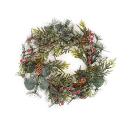 КОЛЕДЕН ВЕНЕЦ С ШИШАРКИ И ЗЕЛЕНО-ЧЕРВЕН ГИРЛЯНД 41СМ