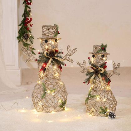 КОЛЕДЕН СВЕТЕЛ ДЕКОРАТИВЕН СНЕЖЕН ЧОВЕК БРОНЗ 45 СМ