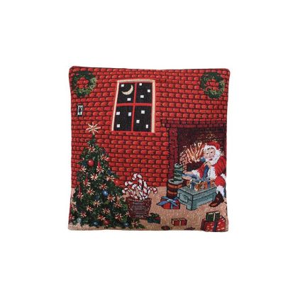 КОЛЕДНА ДЕКОРАТИВНА ВЪЗГЛАВНИЦА FL025 ЧЕРВЕН ЦВЯТ 44X44X10СМ