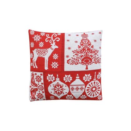 КОЛЕДНА ДЕКОРАТИВНА ВЪЗГЛАВНИЦА FL029 ЧЕРВЕНО-БЯЛ ЦВЯТ 44X44X10СМ