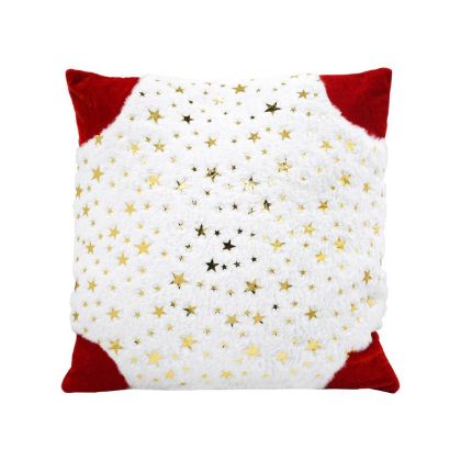 КОЛЕДНА ДЕКОРАТИВНА ВЪЗГЛАВНИЦА ЗВЕЗДИ FL007 ЧЕРВЕНО-БЯЛО-ЗЛАТИСТО 42X42X5СМ