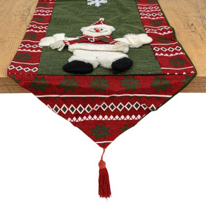 КОЛЕДНА ДЕКОРАТИВНА НАПРЕЧНА ЛЕНТА СНЕЖЕН ЧОВЕК FL034 ЗЕЛЕН ЦВЯТ 32X150СМ