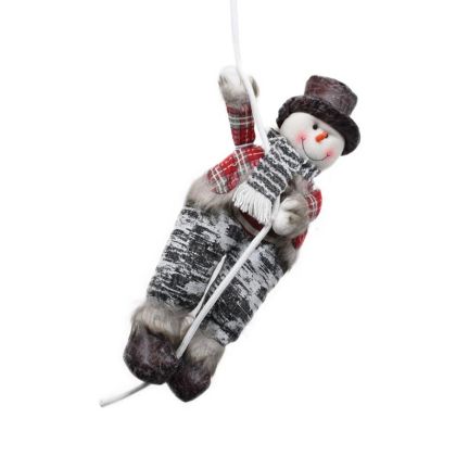 КОЛЕДНА ДЕКОРАТИВНА ФИГУРА ДЯДО КОЛЕДА+СНЕЖЕН ЧОВЕК 1/2 ЧЕРВЕНО-СИВА 20X12X68СМ