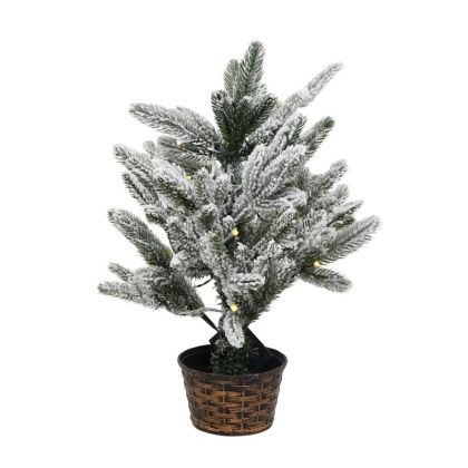 КОЛЕДНА ЕЛХА, ОСВЕТЕНА В ЗЕЛЕНО СЪС СИВА ОСНОВА 45 СМ