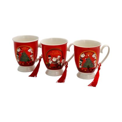 КОЛЕДНА КЕРАМИЧНА ЧАША ДЯДО КОЛЕДА FL729 ЧЕРВЕНА 8.5X11СМ