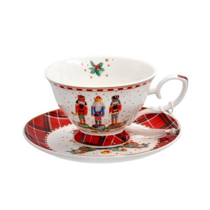 КОЛЕДНА КЕРАМИЧНА ЧАША С ЧИНИЙКА FL80018 БЯЛА 13X7СМ 200МЛ